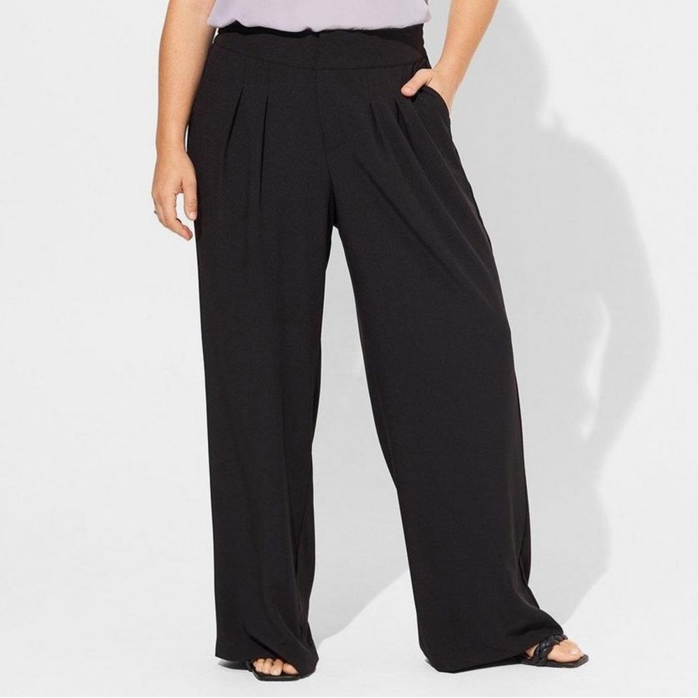 Wide Leg Studio Crepe Pant Trousers- Torrid